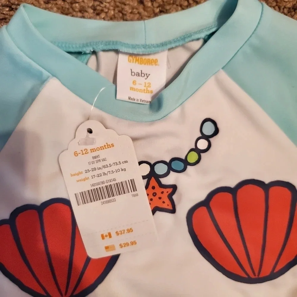 Gymboree Baby Mermaid Rashguard Swim Set 6M - 12M